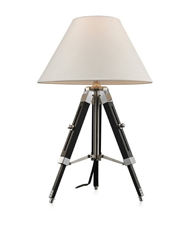 Dimond Studio Table Lamp In Chrome And Black With Pure White Woven Linen Shade , Chrome And Black