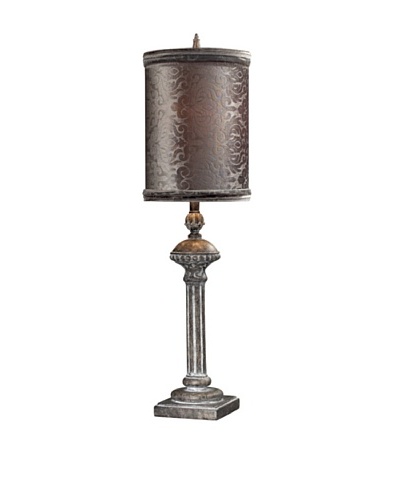 Dimond Distressed Grey Table Lamp With Grey Embossed Velvet Shade, Restoration Grey