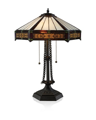 Dimond D1852 16-Inch Width by 22-Inch Height Filigree 2 Light Table Lamp in Tiffany Bronze with Tiff...