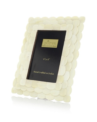 Purva White Scallop Stepped Bone Photo Frame