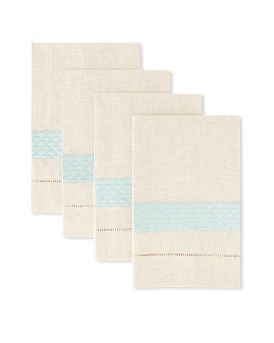 D.L. Rhein Set of 4 Banded Fan Guest Towels [Robinu0027s Egg]