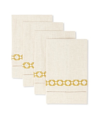 D.L. Rhein Set of 4 Geo Link Guest Towels [Marigold]