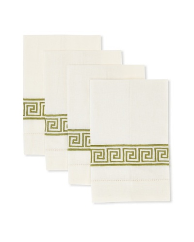 D.L. Rhein Set of 4 Greek Key Guest Towels [Avocado]