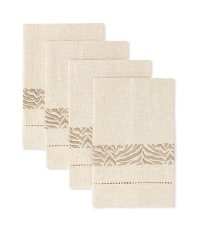 D.L. Rhein Set of 4 Zebra Print Guest Towels [Taupe]