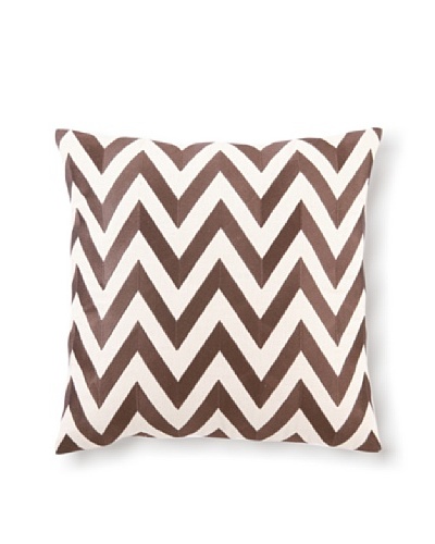 D.L Rhein Zig-Zag Embroidery Pillow, Chocolate, 20 x 20