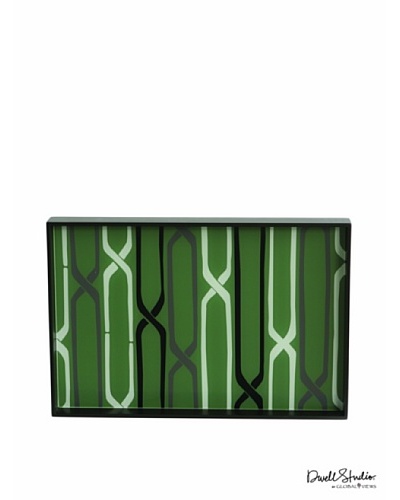 Dwell Studio by Global Views Linking Trellis Lacquered Wood Tray, Black/Green