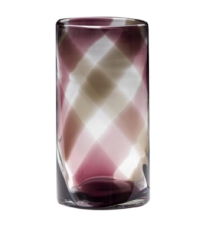 Dynasty Glass Viola Collection Tall Vase, Purple Plaid