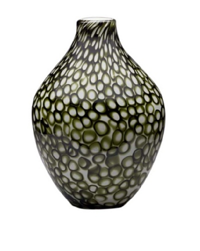 Dynasty Glass Torino Collection – Acorn Vase – Mod Rings Green