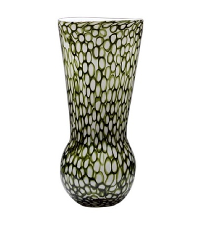 Dynasty Glass Torino Collection Bulb Vase, Mod Rings Green