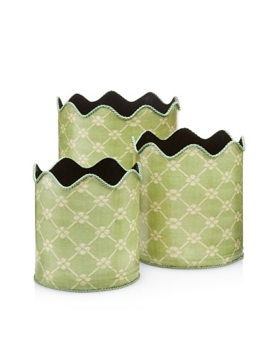 Set of 3 Scalloped Garden Trellis Bins, Green