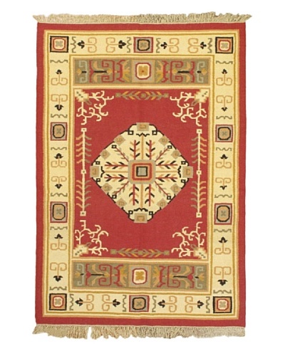 eCarpet Gallery Istanbul Yama Kilim, Cream/Red, 4′ 7″ x 6′ 6″