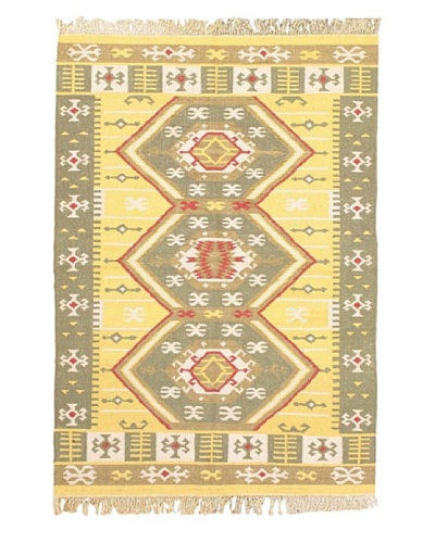 eCarpet Gallery Istanbul Yama Kilim, Aqua/Light Gold, 4' 7 x 6' 6