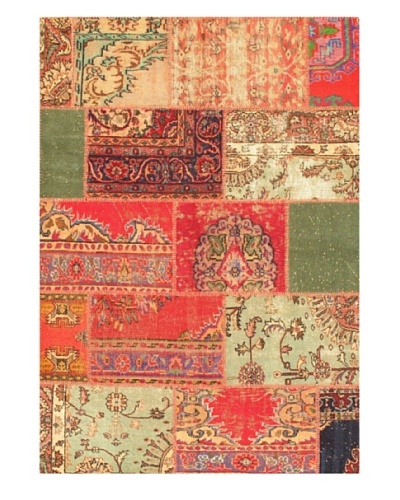 eCarpet Gallery Yama Patchwork Rug, Aqua/Red, 5' 1 x 8' 3