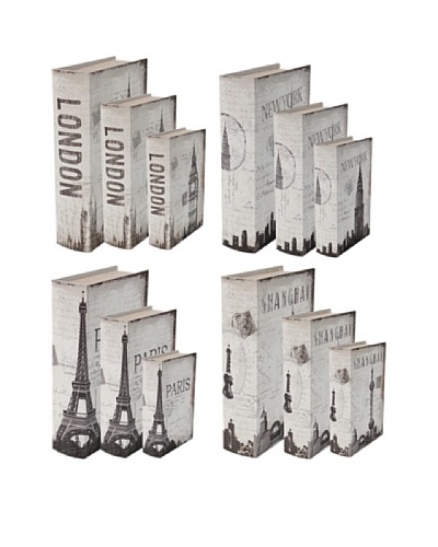 Set of 12 World Travel Decorative Book Boxes