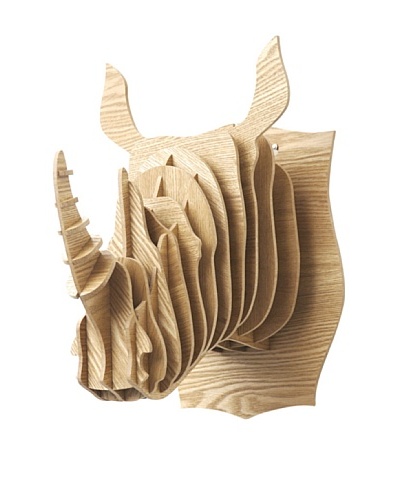 Eco Décor Laser-Cut Animal Trophy Rhinoceros Head, Oak