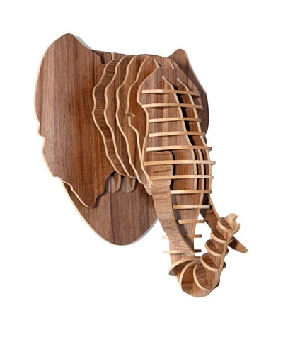 Eco Décor Laser-Cut Animal Trophy Elephant Head, Oak