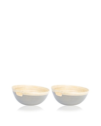 Ecorce d’Orange Set of 2 Hand-Painted Bamboo Bowls [Granite]