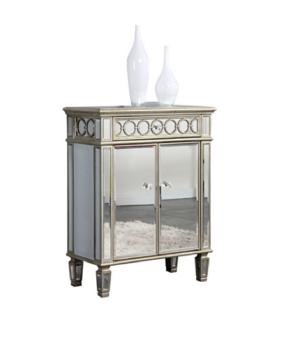 Audrey 2-Door Mirrored Cabinet, Silver Leaf