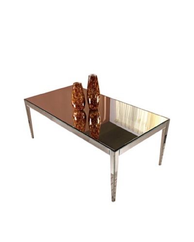 Mirage Mirrored Dining Table, Silver Leaf