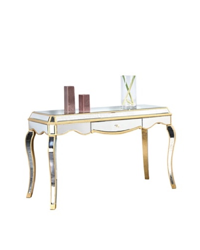 Camille Mirrored Desk, Gold Leaf