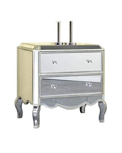 Camille 2-Drawer Mirrored Cabinet, Silver Leaf