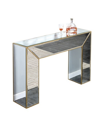 Manhattan Mirrored Console Table, Gold Leaf
