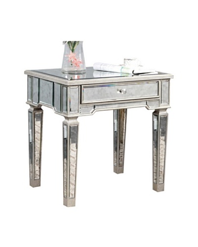 Florentine Lamp Table, Silver Leaf/Antique  Mirror