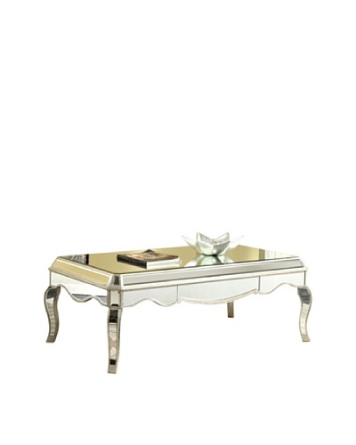 Camille Mirrored Coffee Table, Silver Leaf