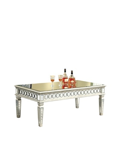 Audrey Mirrored Coffee Table, Silver Leaf
