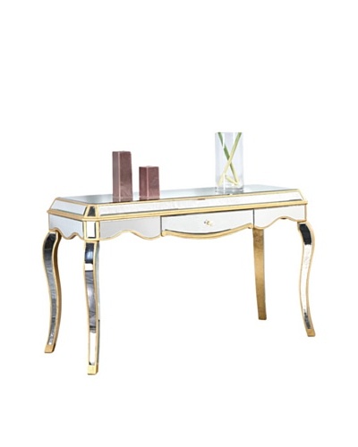 Camille Mirrored Dining Table, Silver Leaf