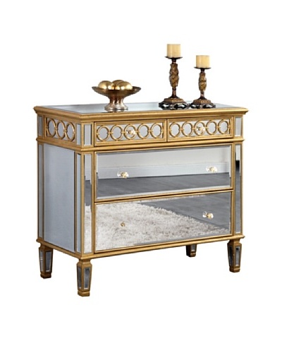 Audrey 2-Drawer Mirrored Cabinet, Gold Leaf