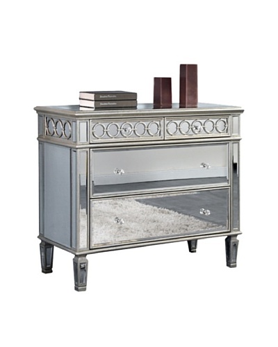 Audrey 2-Drawer Mirrored Cabinet, Silver Leaf