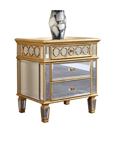 Audrey 2-Drawer Mirrored Lamp Table, Gold Leaf