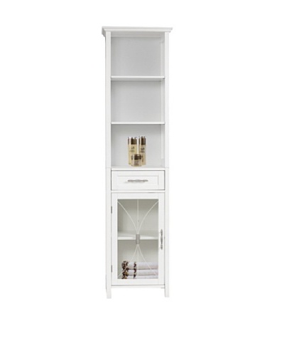 Elegant Home Fashions Delaney 3-Shelf Linen Cabinet with Drawer, White