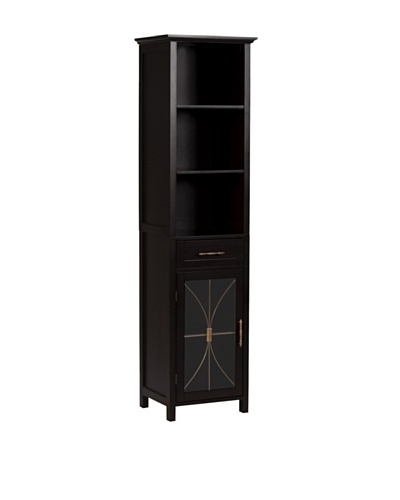 Elegant Home Fashions Delaney 3-Shelf Linen Cabinet with Drawer, Dark Espresso