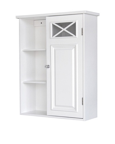 Elegant Home Fashions Dawson 2-Shelf Wall Cabinet with Door, White