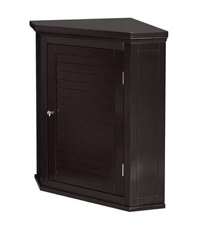 Elegant Home Fashions Slone Corner Wall Cabinet with Shutter Door, Dark Espresso