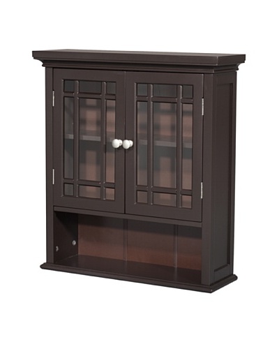 Elegant Home Fashions Neal Double Door Wall Cabinet with Shelf, Dark Espresso