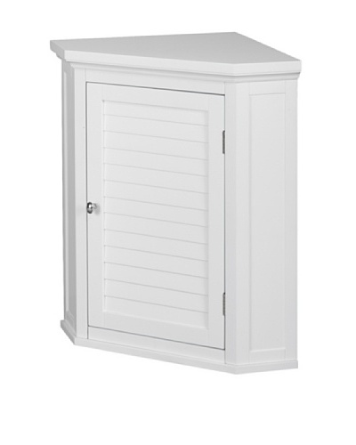 Elegant Home Fashions Slone Corner Wall Cabinet with Shutter Door, White