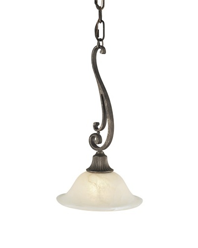 Feiss 1-Light Seville Collection Mini Pendant, Peruvian Bronze with Antique Alabaster Glass Shade
