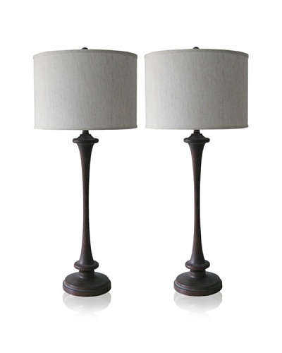 Murray Feiss Set of 2 Antiqued Table Lamps, Rust