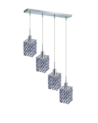 Elegant Lighting Mini Crystal Collection 4-Light Square Pendant Lamp, Sapphire