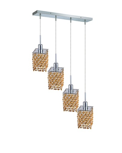 Elegant Lighting Mini Crystal Collection 4-Light Square Pendant Lamp, Light Topaz