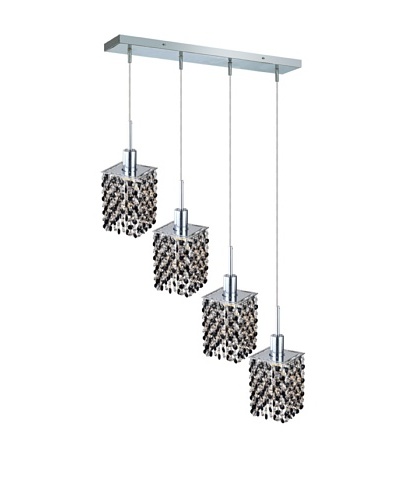 Elegant Lighting Mini Crystal Collection 4-Light Square Pendant Lamp, Jet