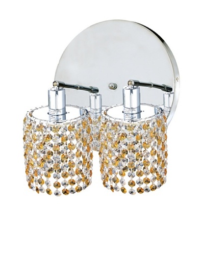 Elegant Lighting Mini Crystal Collection 2-Light Round Wall Sconce, Light Topaz