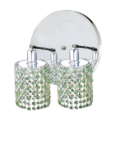 Elegant Lighting Mini Crystal Collection 2-Light Round Wall Sconce, Light Peridot