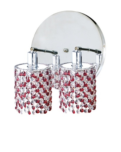 Elegant Lighting Mini Crystal Collection 2-Light Round Wall Sconce, Bordeaux