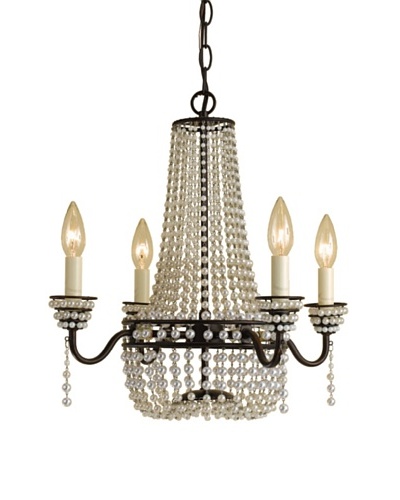 AF Lighting Parlor Candle Base Mini Chandelier [Oil Rubbed Bronze with White Faux Beads]