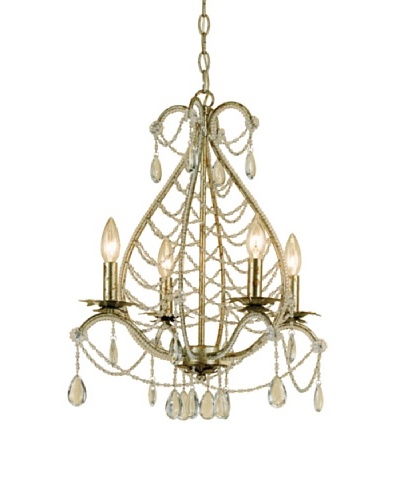 AF Lighting 7008-4H Belinda Candle Base Mini Chandelier, Soft Gold with Glass Accents