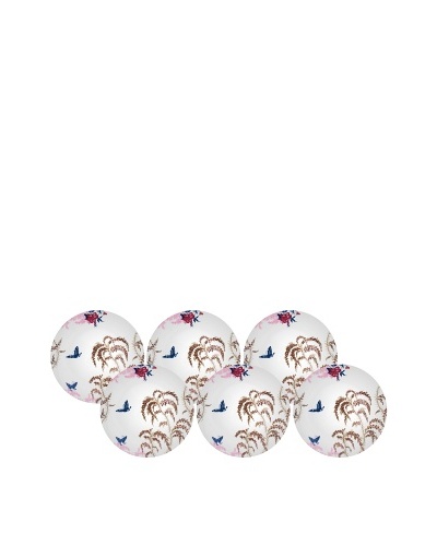 Elinno Set of 6 Morning Flirt Plates, White/Multi, 8